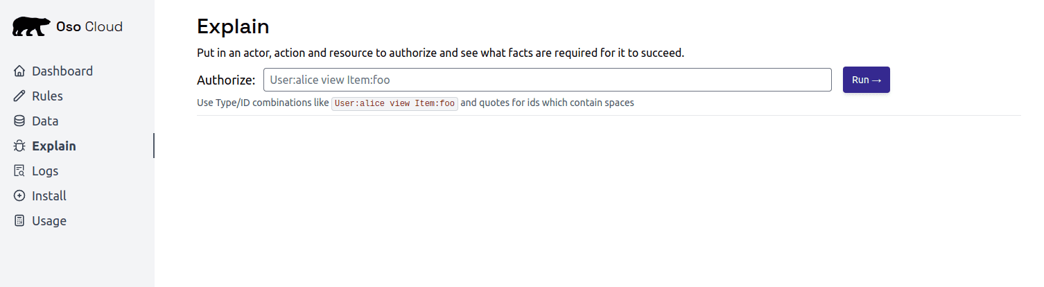 Screenshot of the Explain tab