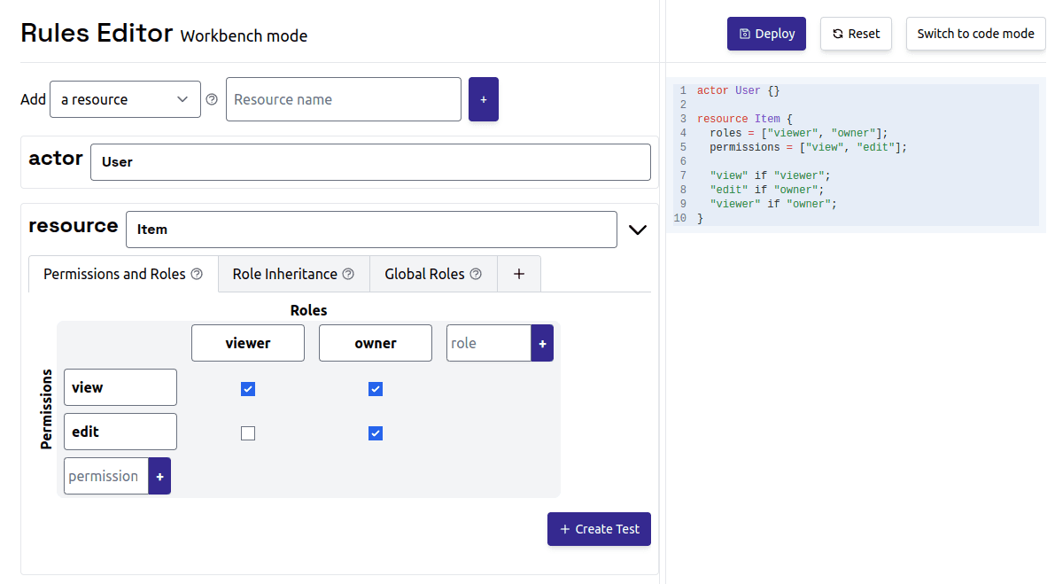Screenshot of the Rules Editor after adding an Item resource
