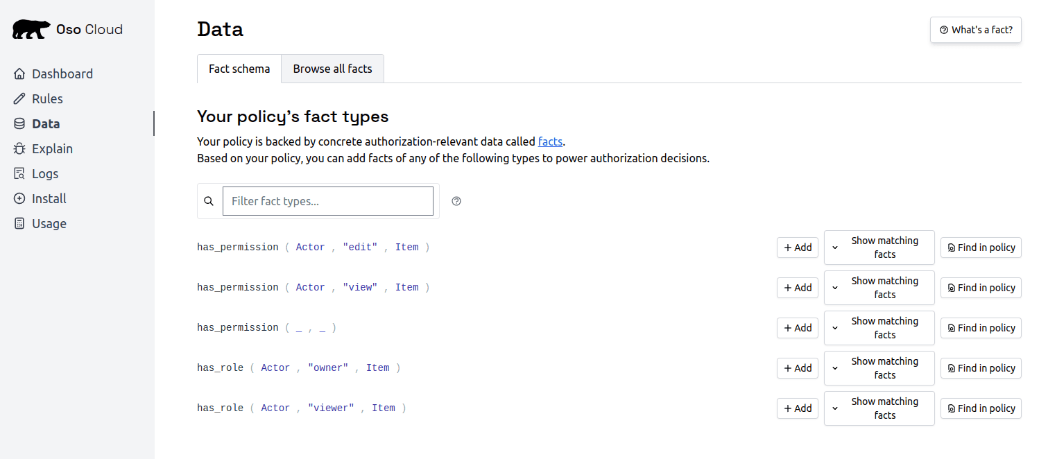 Screenshot of the Data tab