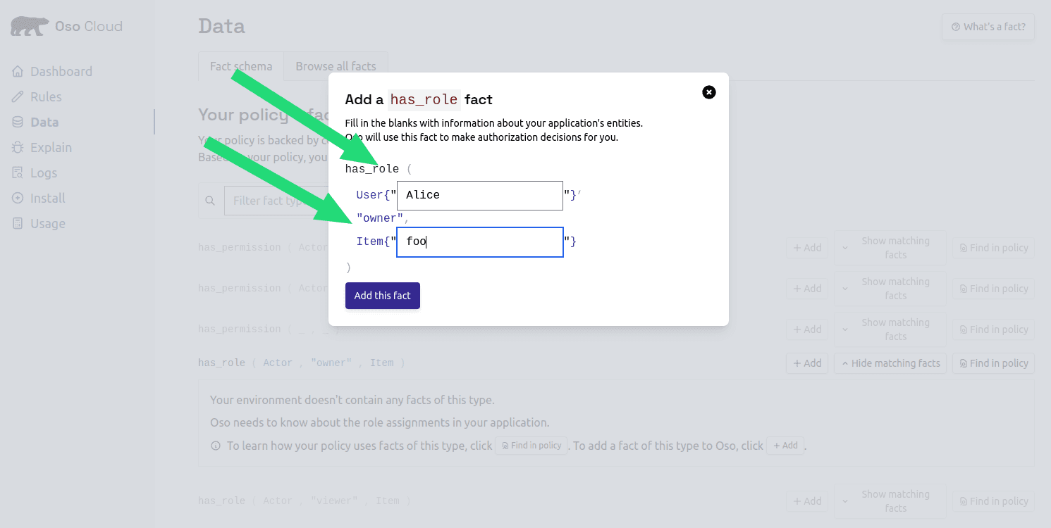Screenshot pointing to where to input the text for your fact