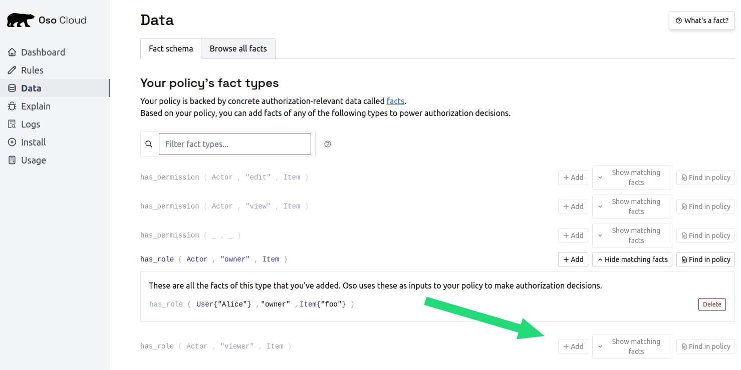 Screenshot pointing to where to click to add another Fact.